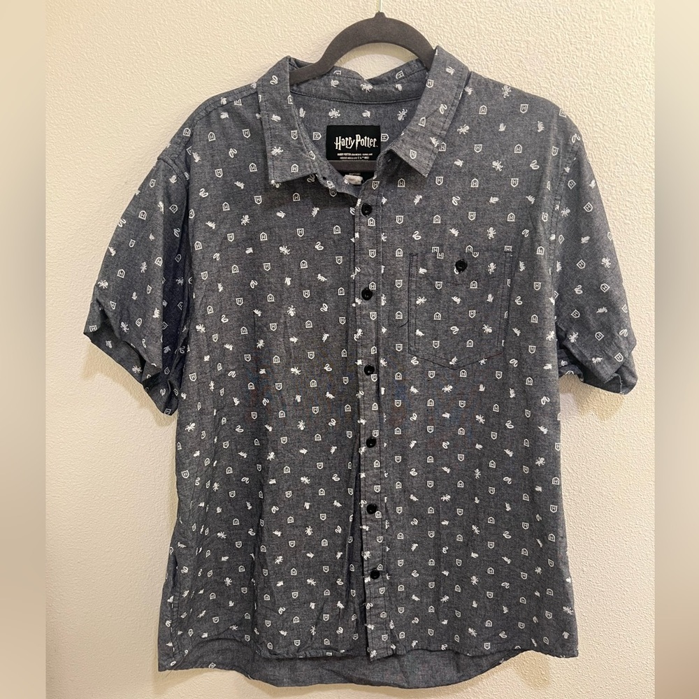 Warner Bros Hogwarts Short Sleeve Button Down Shirt Size XXL